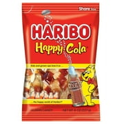 HARIBO Happy Cola Gummies Bottle Shaped Cola Flavor Gummy Candy, 8.0oz, Share Size Bag