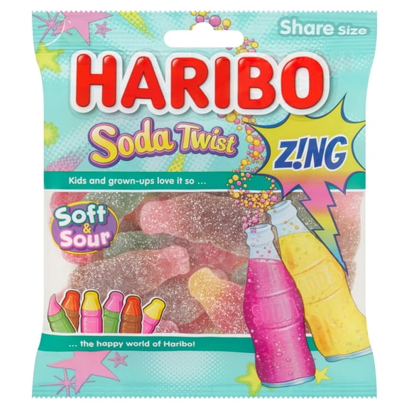 HARIBO Soda Twist Z!ng Sweets Share Bag 175g, Imported from Britain