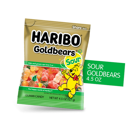 HARIBO Sour Goldbears feature our original gummi bear flavors with a mildly sour, tangy coating; 4 OZ PACK; 1 pack