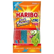 HARIBO Sour Streamers Gummy Candy, Pack of 1 7.2oz Peg Bag