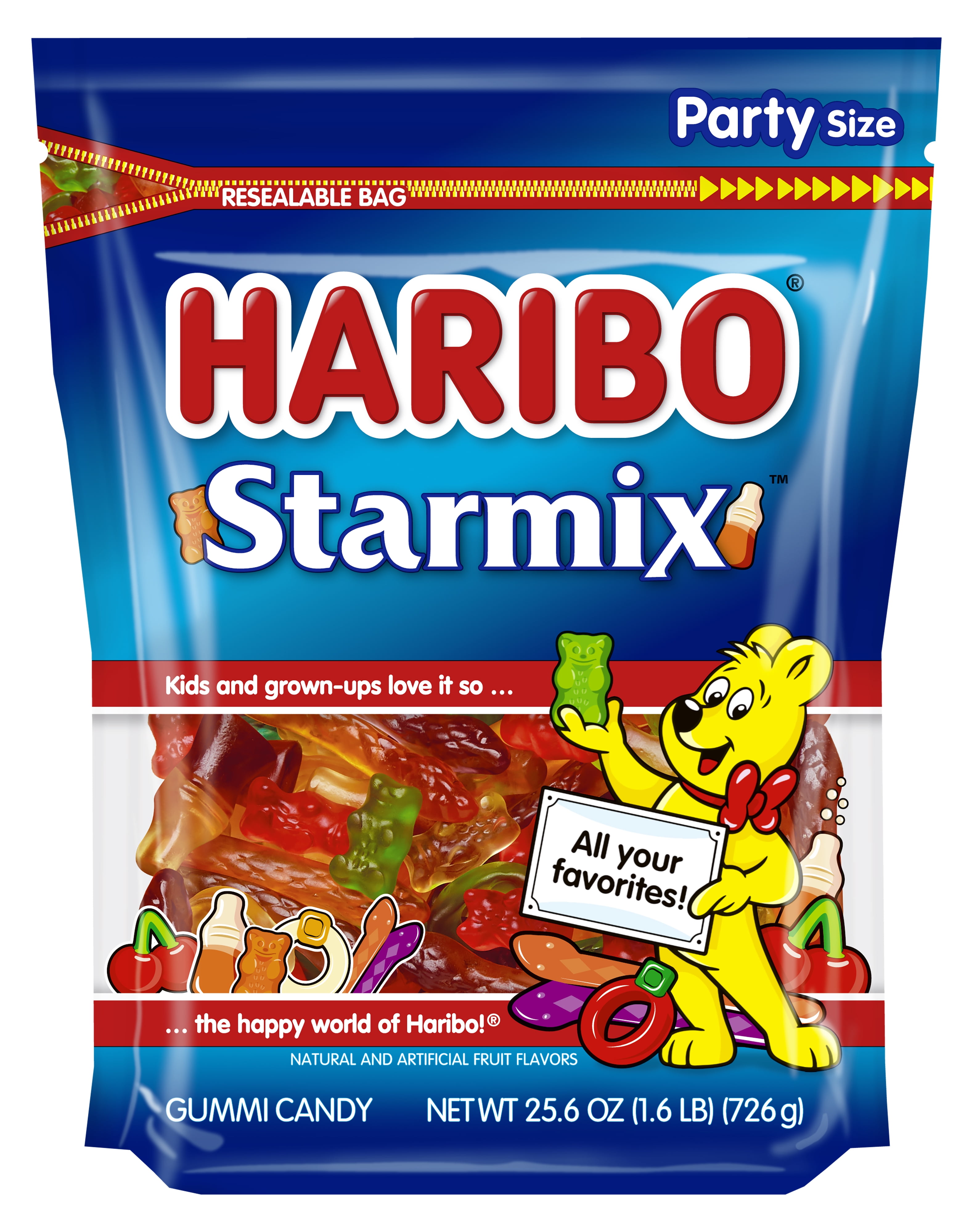 HARIBO Starmix Gummies Assorted Shapes and Fruit Flavors Gummy Candy, 25.6oz, Party Size Bag