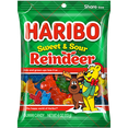 thumbnail image 1 of HARIBO Sweet and Sour Reindeer Gummies Holiday Edition Assorted Fruit Flavor Gummy Candy, 4oz, Share Size Peg Bag, 1 of 6