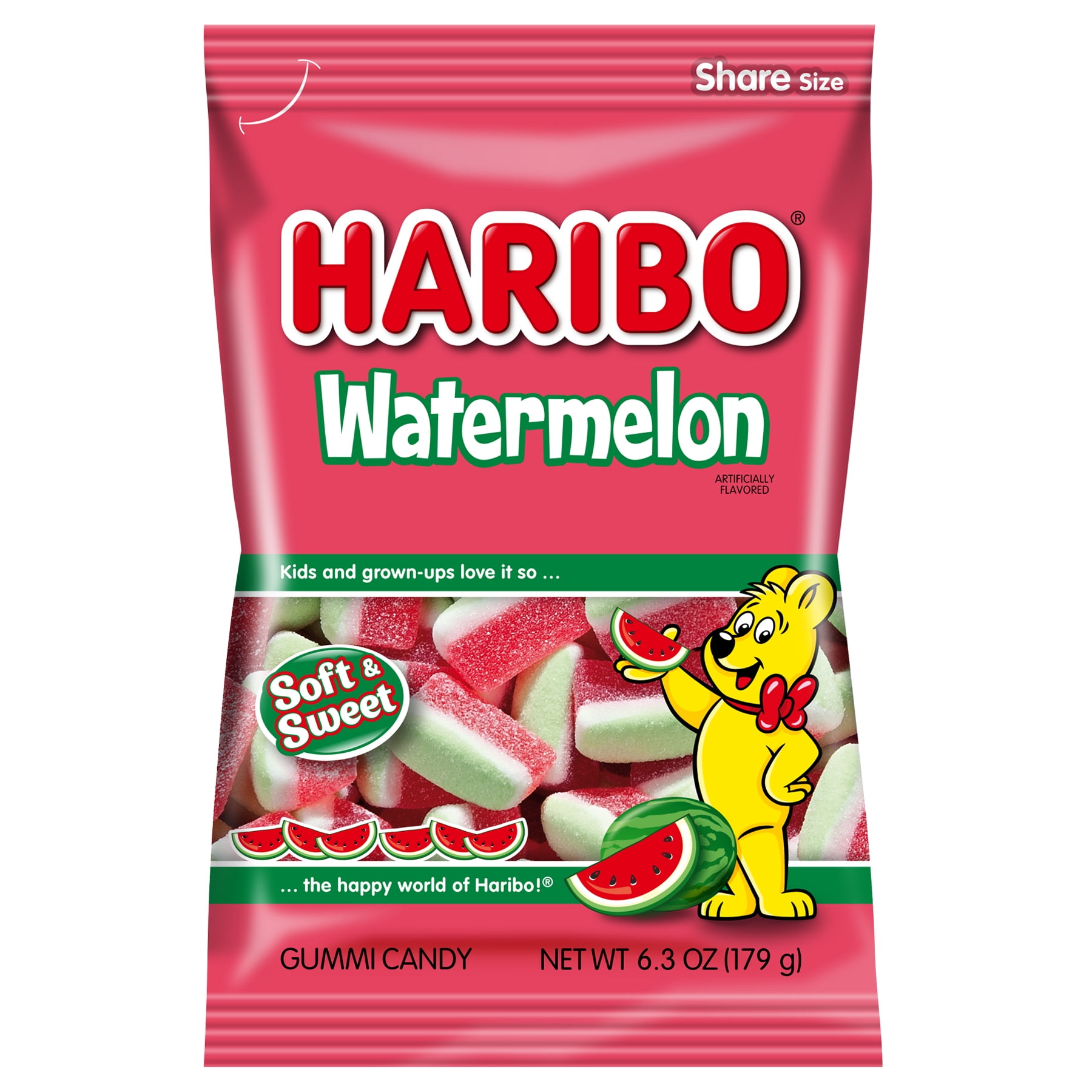HARIBO Gummy Candy, Fruity Watermelon Gummies, 6.3 oz, Share Size Bag