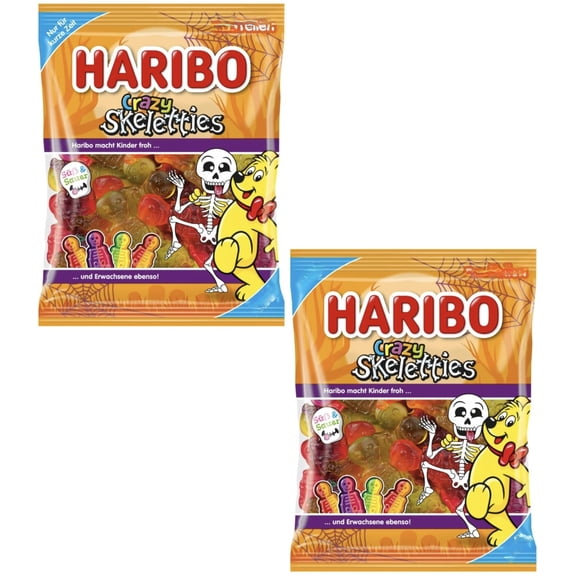 HARIBO gummy candy CRAZY SKELETTIES -Imported from Europe-2 bags/2 x 165g -