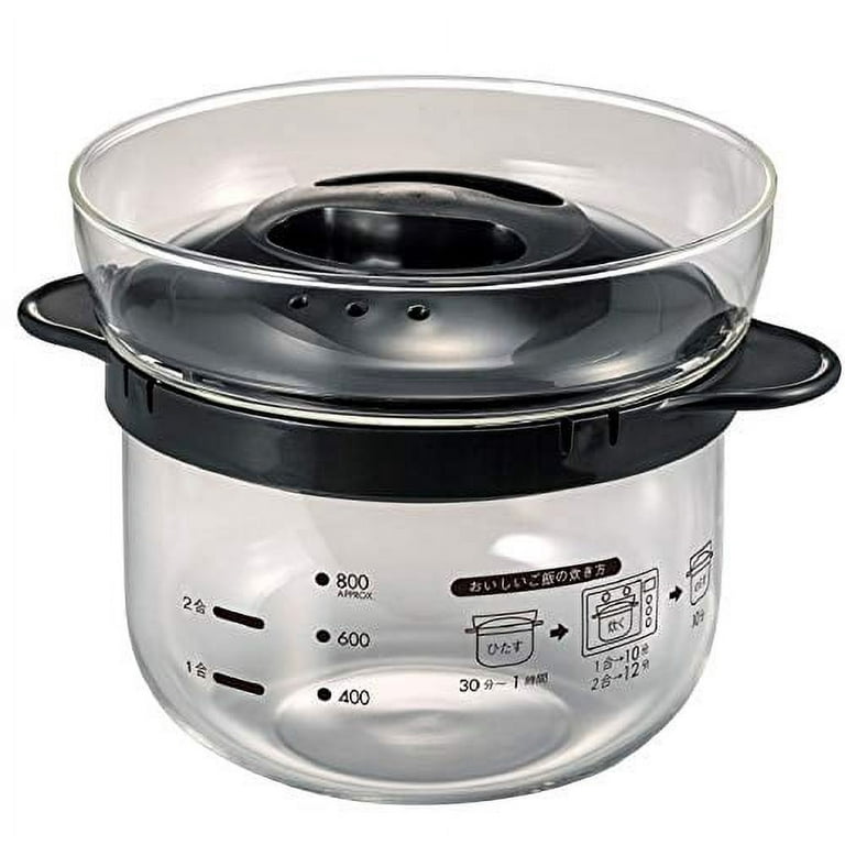 HARIO Glass Range Rice Pot 1-2 Go Microwave Black 1-2 Go Made in
