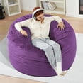 thumbnail image 1 of HARIPUL 4FT Bean Bag Chair with Memory Foam Filled, Large Stuffed Beanbag Chair Soft Sofa with Removeable Dutch Velvet Cover, Purple, 1 of 7