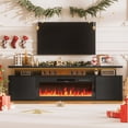 thumbnail image 1 of HARIPUL 70" Fireplace TV Stand for TVs Up to 80" with 36" Electric Fireplace, LED Light Entertainment Center, Dual-Layer Media Console Table with Storage Cabinet, Living Room TV Console, Black, 1 of 6