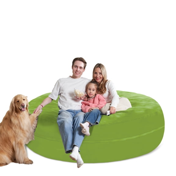 HARIPUL 7FT Bean Bag Chair with Memory Foam Filled, Large Stuffed Beanbag Chair Soft Sofa with Removeable Dutch Velvet Cover, LIME