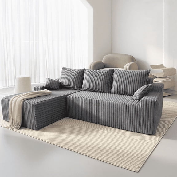 HARIPUL 94" Cloud Modular Sectional Sofa – Plush Deep-Seated L-Shaped Couch with Chaise, No Assembly Required (Grey, Left-Facing) Grey