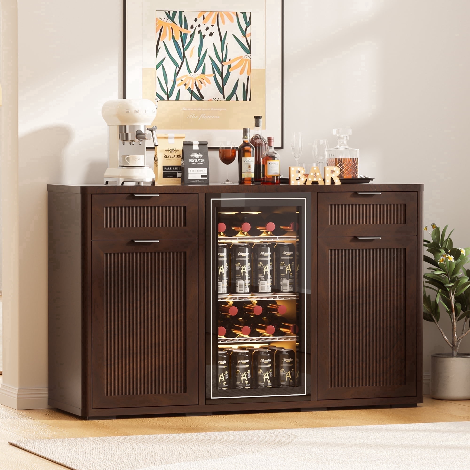 Mini Bar Cabinet With Mini Fridge Space
