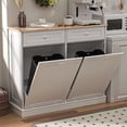 thumbnail image 1 of HARIPUL Double Tilt Out Trash Cabinet, 26 Gallon Trash Can Cabinet with Drawers & Handles for Kitchen, White/Light Brown Top, 1 of 8