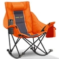 thumbnail image 1 of HARIPUL Oversized Rocking Camping Chair for Adults, 400lbs Heavy Duty Outdoor Rocker Chair with Cup Holder & Headrest, Foldable Portable Camp Chair for Beach Backyard Patio, 600D Fabric Orange, 1 of 9