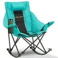 thumbnail image 1 of HARIPUL Oversized Rocking Camping Chair for Adults, 400lbs Heavy Duty Outdoor Rocker Chair with Cup Holder & Headrest, Foldable Portable Camp Chair for Beach Backyard Patio, 600D Fabric-Green, 1 of 9