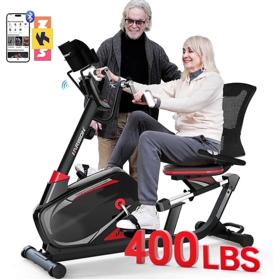 HARISON Recumbent Exercise Bike with Arm Workout, 16-Level Magnetic Stationary Bike with Bluetooth, Recumbent Bike for Seniors 400 lbs Capacity