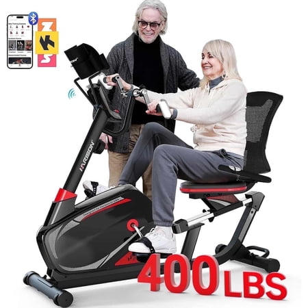 HARISON Recumbent Exercise Bike with Arm Workout, 16-Level Magnetic Stationary Bike with Bluetooth, Recumbent Bike for Seniors 400 lbs Capacity
