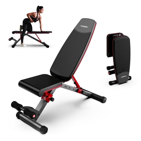 HARISON Foldable Weight Bench with 800 LBS Capacity, Adjustable Workout Bench for Home Gym, 10-Position Multi-Purpose Strength Training Bench