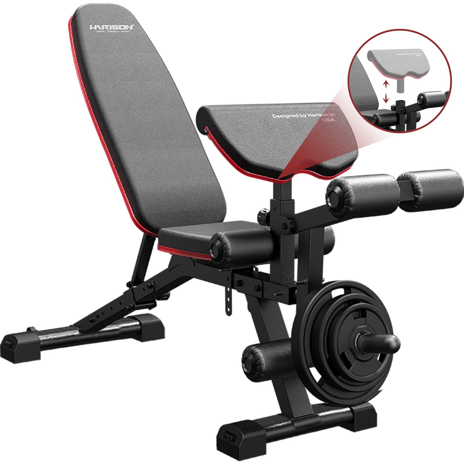 HARISON Adjustable Weight Bench with Leg Extension and Preacher Pad