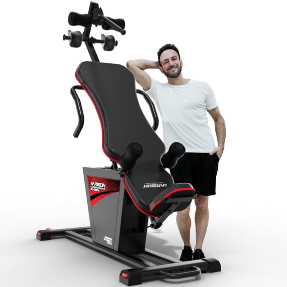 HARISON Electric Inversion Table for Back Pain Relief, Heavy Duty Motorized Inversion Machine with Remote Control, Safety Steel Frame and Adjustable Headrest, 300 LBS Capacity, Red and Black