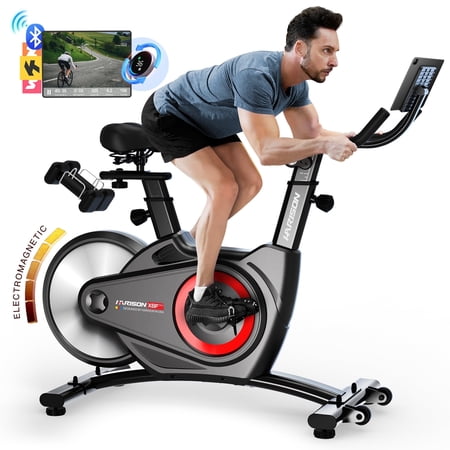 HARISON Semi-Commercial Exercise Bike with 36 Levels Resistance, Workout Bike with 400 lb Capacity, Stationary bike with 2 in 1 LED Display for Resistance Control and Bluetooth