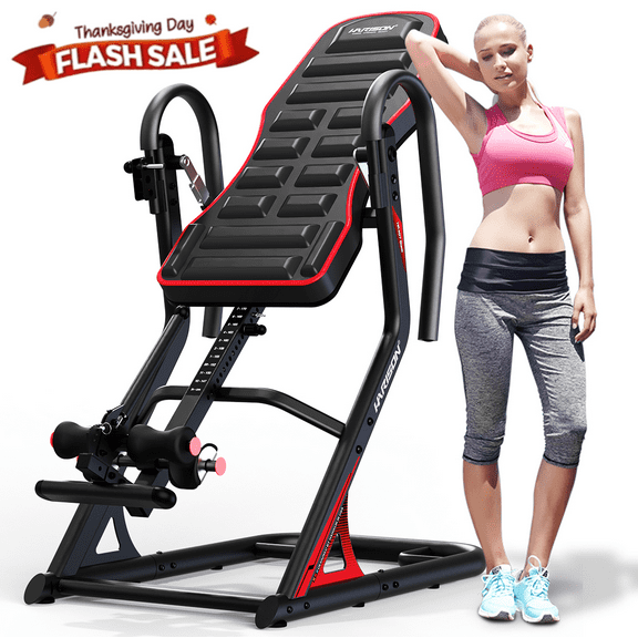 HARISON Heavy Duty Inversion Table with 3D Memory Foam, 350 lbs Capacity, Full Inversion for Back Pain Relief