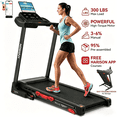 thumbnail image 1 of HARISON Folding Treadmill with Incline, Treadmills 300lb Capacity with Brushless Motor, Running Machine for Home with Bluetooth & Adjustable Tablet Stand, 90% Pre-assembled, 64 Preset Programs, 1 of 10