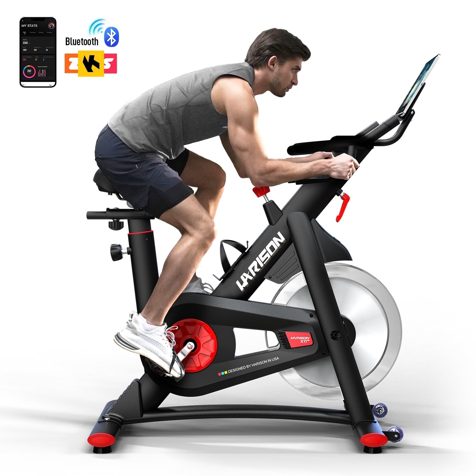 HARISON Magnetic Exercise Bike with Silent Infinite Resistance, 400lbs Capacity Indoor Cycling Bike with Bluetooth & Tablet Holder