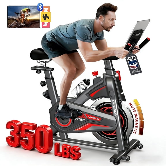 HARISON Magnetic Exercise Bike for Home with Infinite Resistance, 350 LBS Capacity Indoor Cycling Bike with Bluetooth