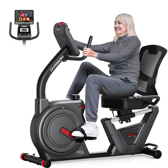 HARISON Semi-Commercial Recumbent Exercise Bike for Home, Heavy Duty 450LBS Capacity Stationary Bike for Seniors with 16-Level Magnetic Resistance & Bluetooth