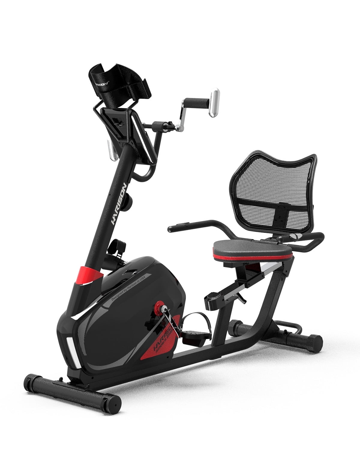 HARISON Magnetic Recumbent Exercise Bike with Arm Exerciser, Stationary bikes for Home with 400 lbs Capacity, 2-in-1 LCD Monitor and Tablet Holder, 90% Pre-assembled