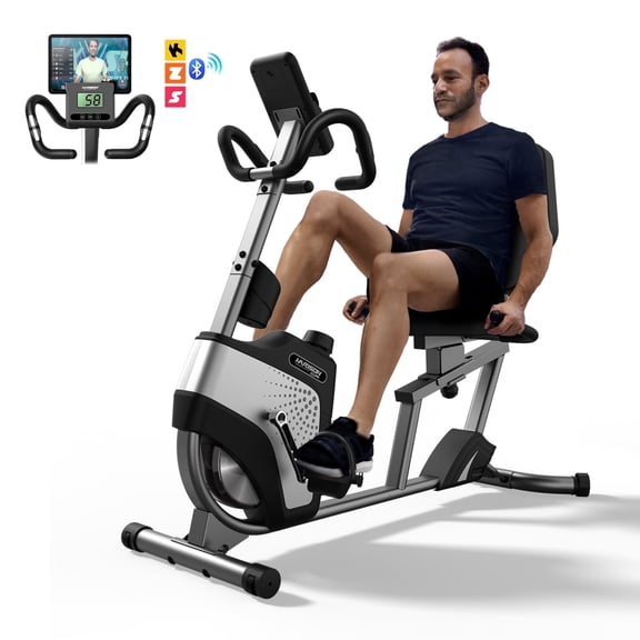 HARISON Recumbent Exercise Bike for Home Use, 350lb Capacity Heavy Duty Stationary Bike with 14-Level Magnetic Resistance, Smart Workout Bicycle with Bluetooth