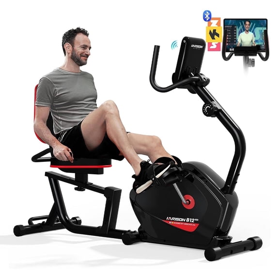 HARISON Recumbent Exercise Bike for Home with 2 in 1 LCD Monitor for Adult and Seniors, Magnetic Bike 350 lbs Capacity