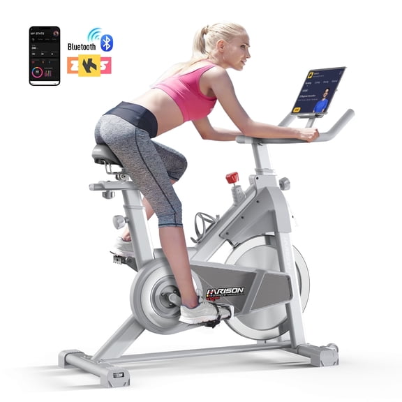 HARISON Exercise Bikes 350lbs Capacity with Bluetooth, Stationary Bikes for Home with iPad Holder & Comfortable Seat Cushion