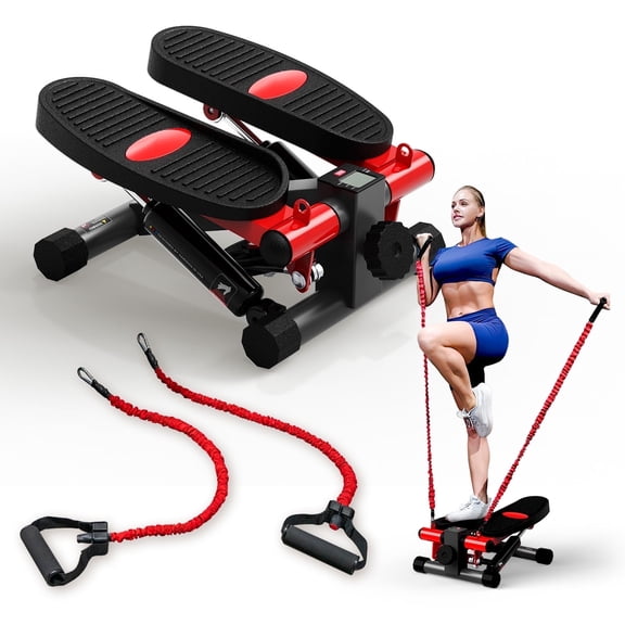 HARISON Mini Stepper with Resistance Bands, Desk Stepper for Home 330lbs Capacity, Stepper Machine with LCD Monitor