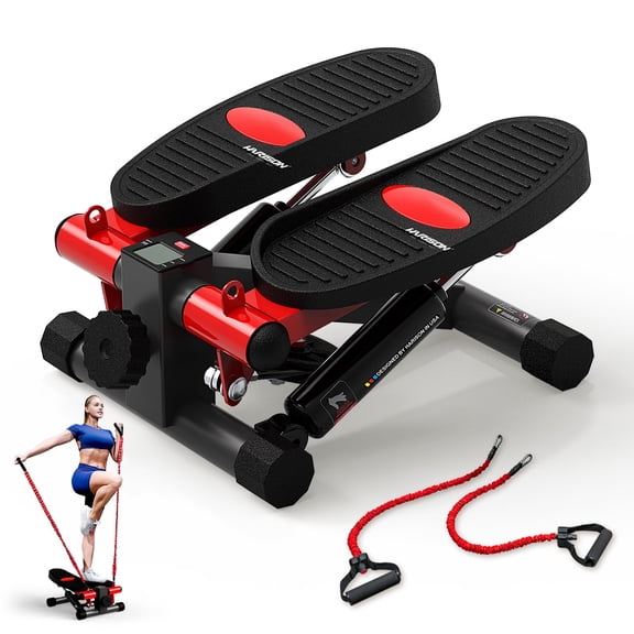 HARISON Mini Stepper with Resistance Bands, Desk Stepper for Home 330lbs Capacity, Stepper Machine with LCD Monitor