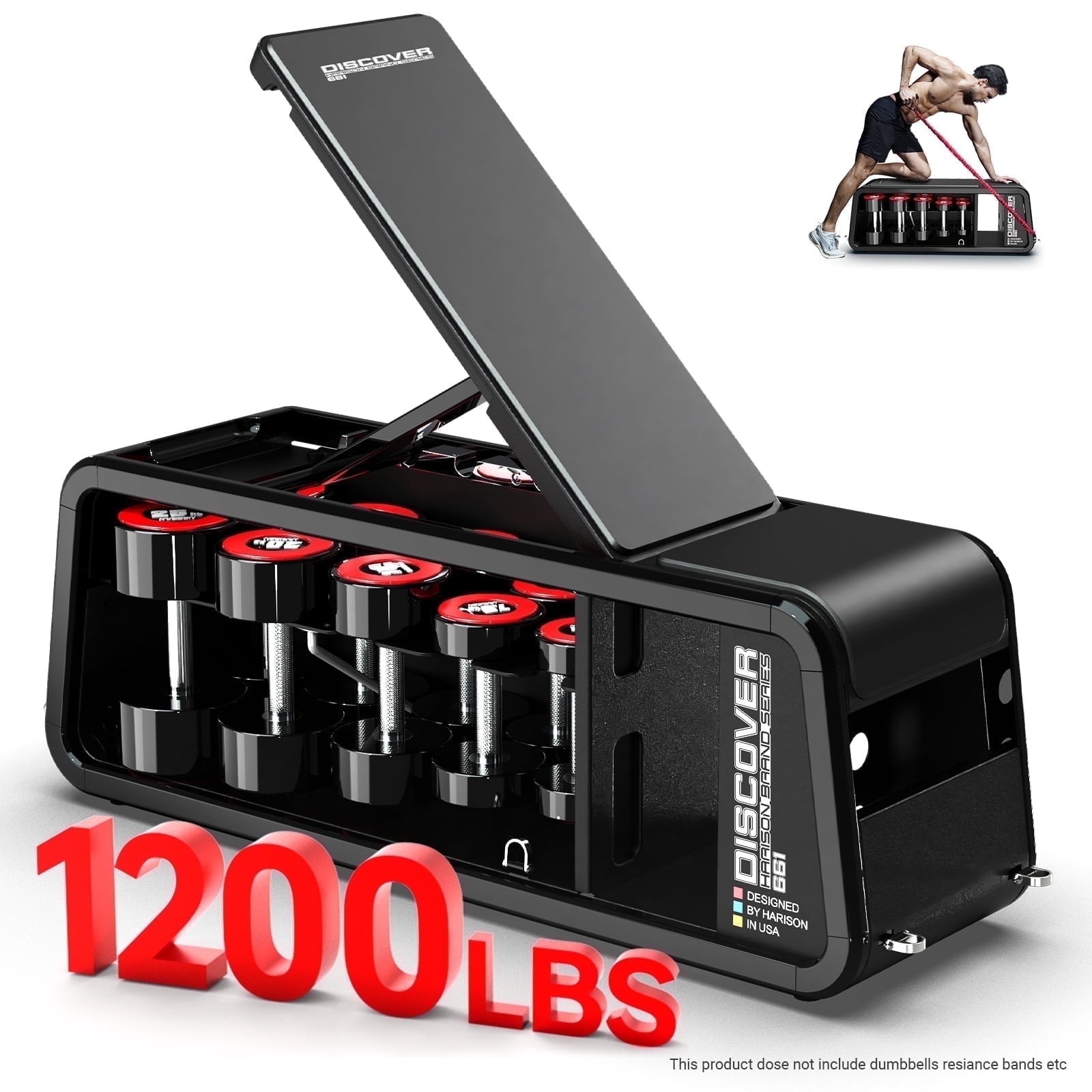 HARISON Muiti-Function Dumbbell Bench For Home Gym With 1200LBS Capacity, Adjustable Weight Bench (Dumbbells Not Included)