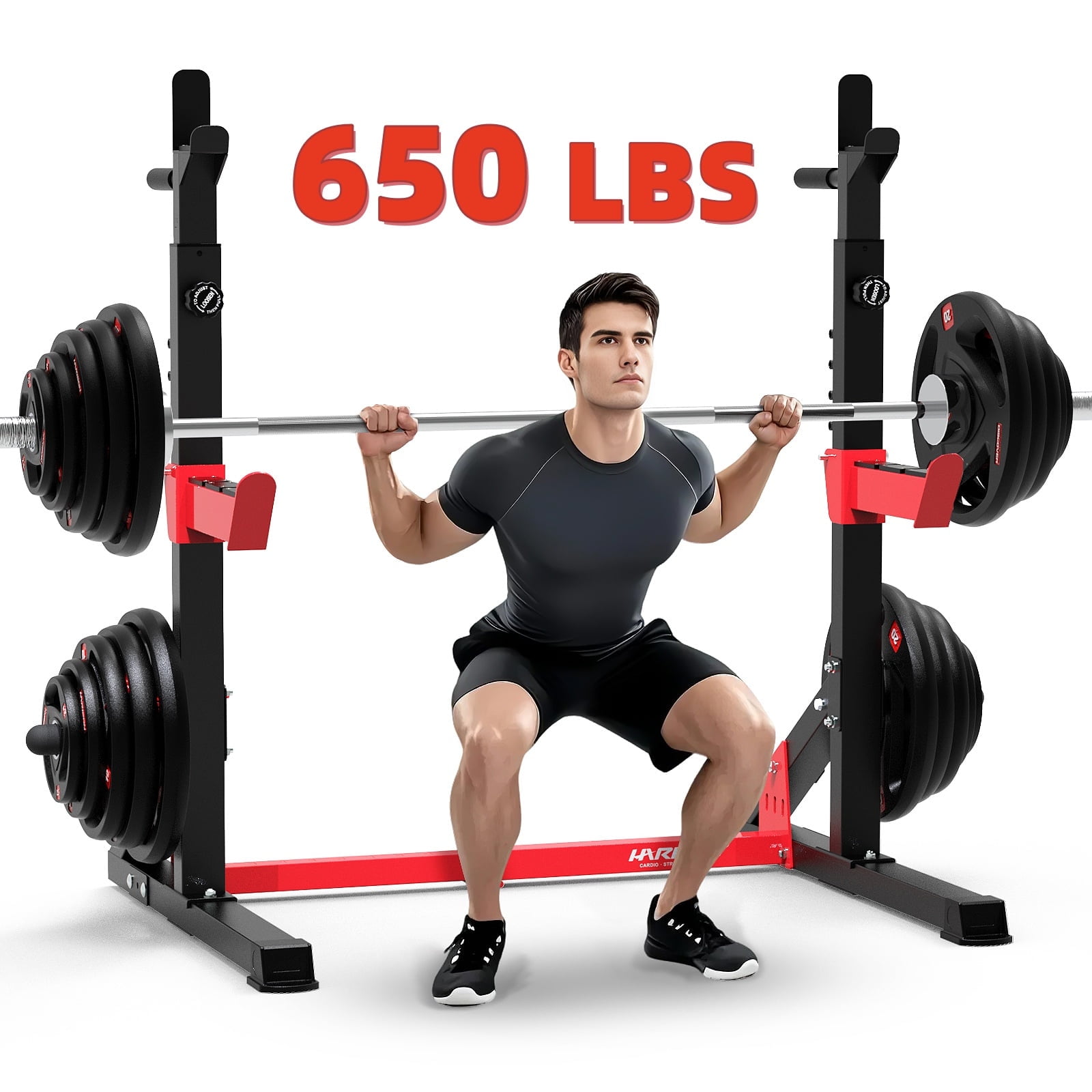 HARISON Adjustable Multifunction Power Cage, Workout Equipment with 650 LBS Capacity, Squat Rack for Home Gym