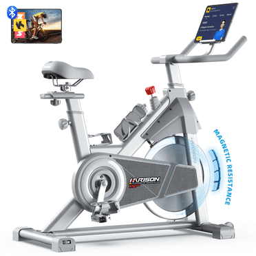 HARISON Semi-Commercial Exercise Bike, Silent Magnetic Stationary Bike for Home Gym with Tablet Mount and Comfortable Seat Cushion, 350 LBS Weight Capacity Workout Bike