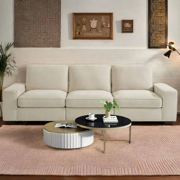 Harkawon 100" Reversible Sectional Sofa with Storage,3-Seater Couch for Small Spaces, Living Room (Removable Cover, USB Charging, Side Pockets)