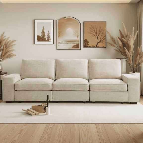 Harkawon 101" Modular Storage Sofa with Usb Ports & Removable Cover for Living Room, (Medium Firm)