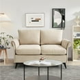 thumbnail image 1 of HARKAWON Casual Velvet Double Arm Design Sectional Loveseat, Beige, 1 of 8