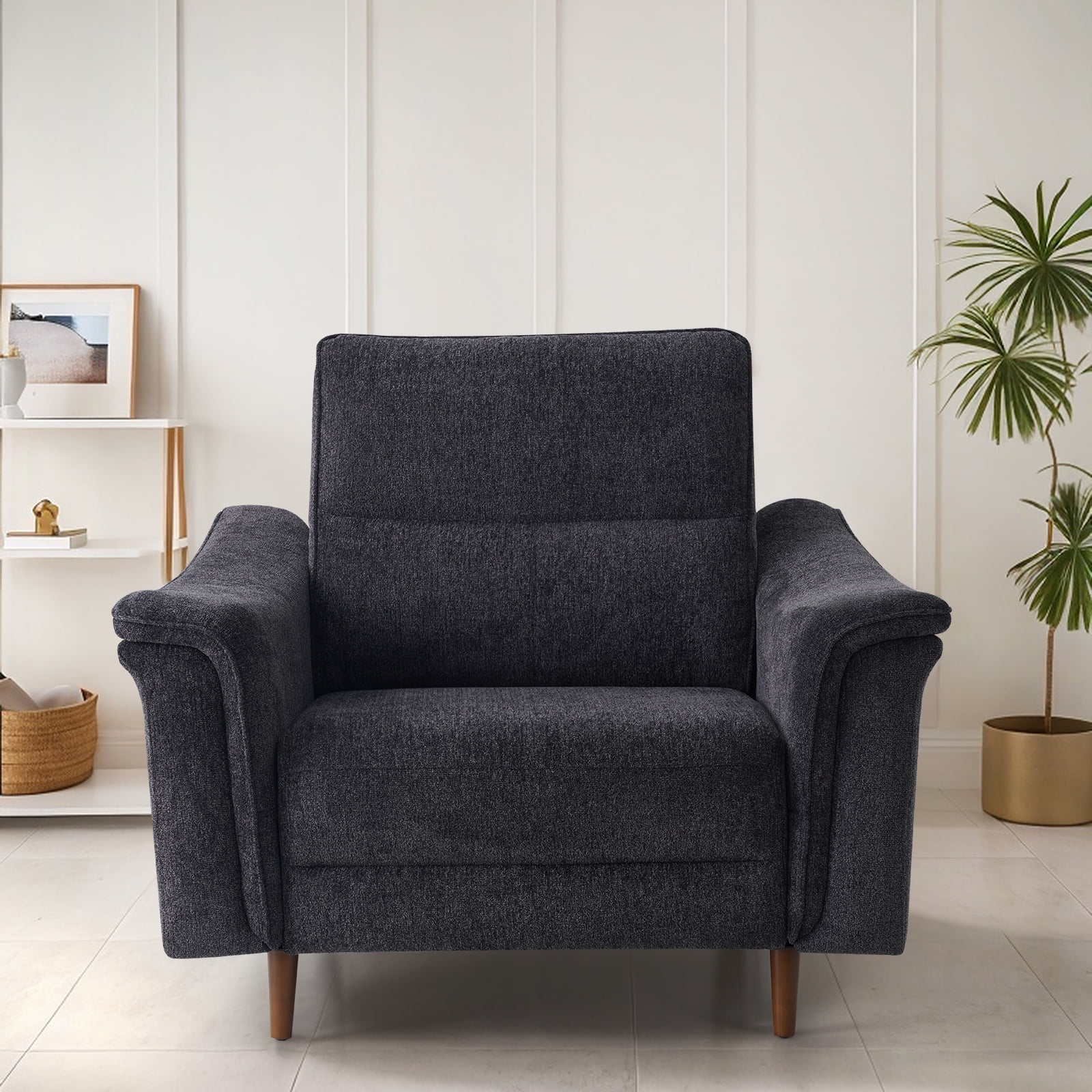 HARKAWON Modern Single Sofa Chair，Chenille Sofa Comfy Upholstered