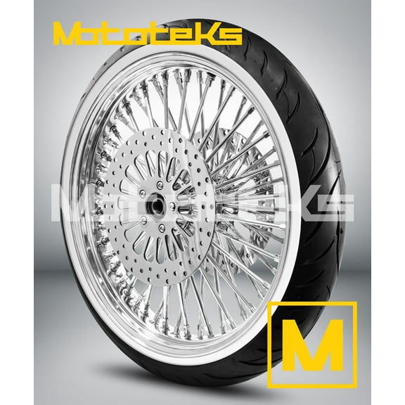 HARLEY FAT SPOKE WHEEL 21X3.5 DNA STAINLESS SPOKES FOR TOURING BAGGER ALL CHROME USA BUILT 1984-1999