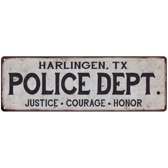 HARLINGEN, TX POLICE DEPT. Home Decor Metal Sign Gift 6x18 106180012538
