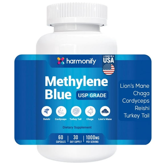 HARMONIFY Methylene Blue 60 Capsules, Dietary Supplement, 1000mg
