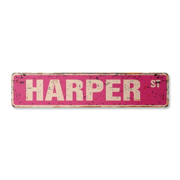HARPER Vintage Plastic Street Sign Childrens Name Room Sign | Indoor/Outdoor | 36" Wide