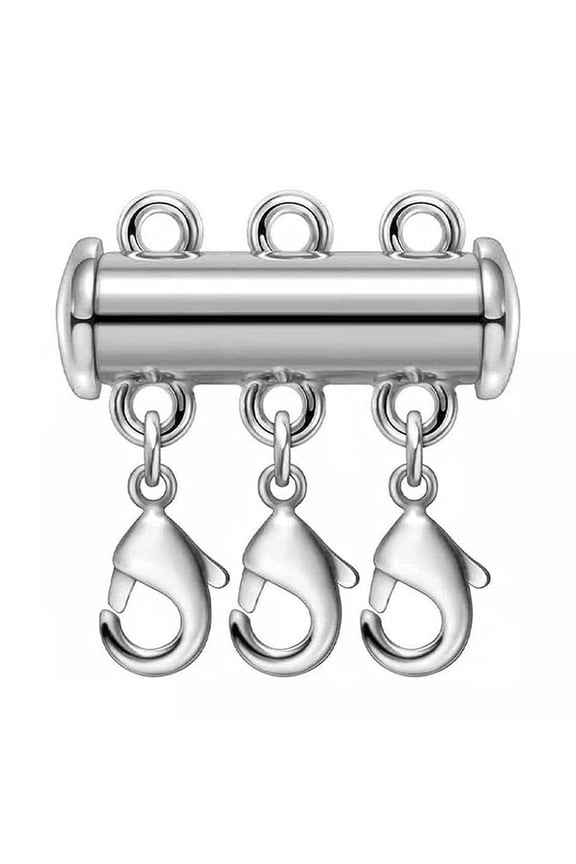 Necklace Layering Clasps Magnetic Slide Lock Clasp Necklace Connector Multi Strands Slide Tube Clasps Plastic Silver Elegant Jewelry for Daily Wear