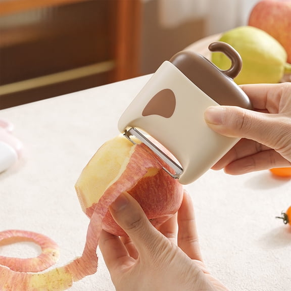 HARPI Two-in-One Fruit And Vegetable Cleaning Brush With Peeling Knife - Por Peeler - Coffee Ultra Sharp Stainless steel Kitchen Tool for Effortless Peeling
