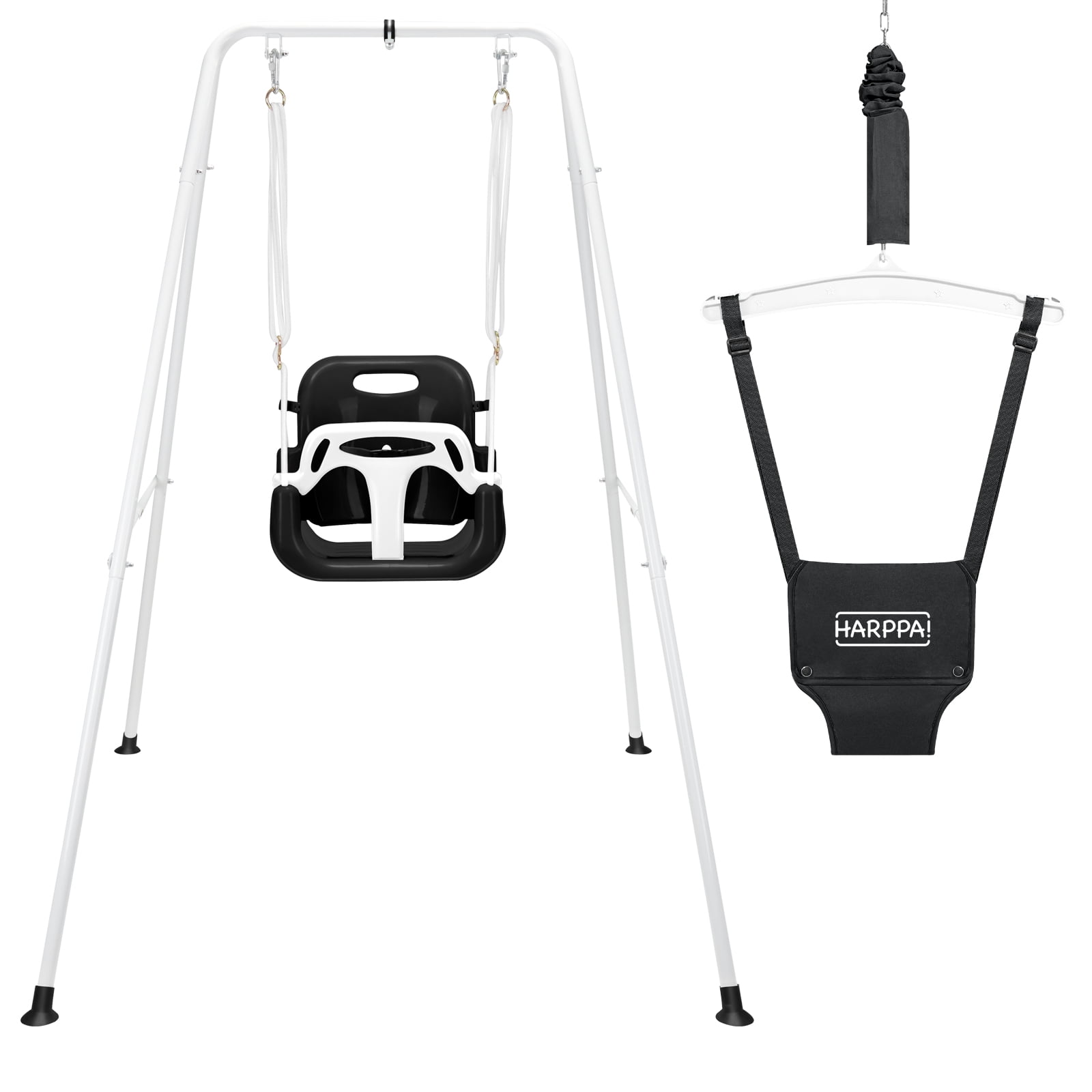 HARPPA 2 in 1 Foldable Toddler Swing Set for Indoor and Outdoor, Black