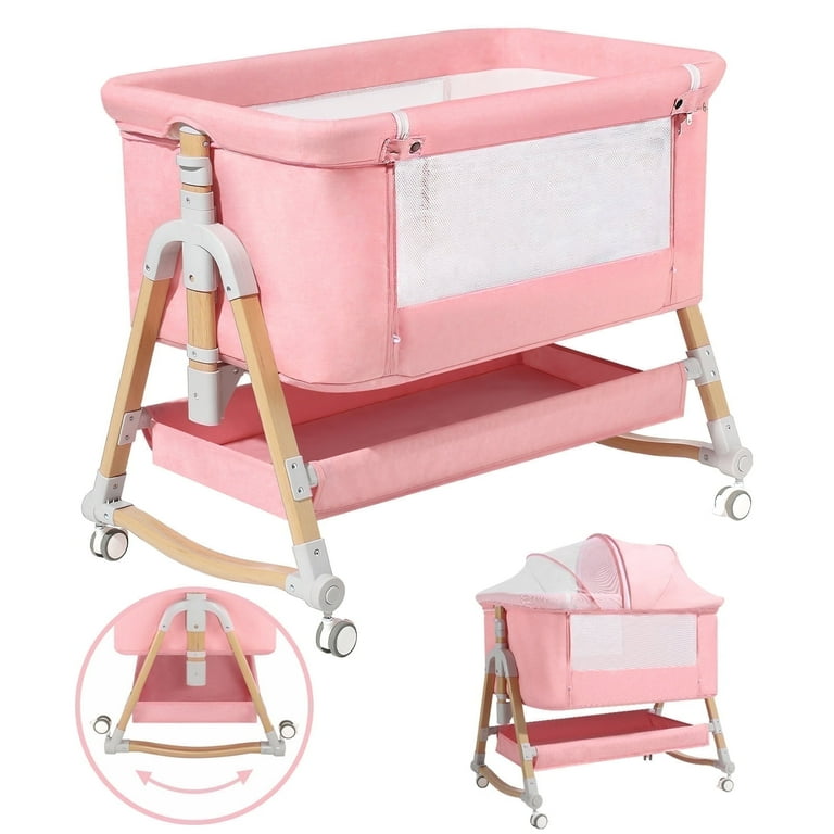 HARPPA in Baby Bassinet, Bedside Sleeper, Cradle, Pink, 0-6