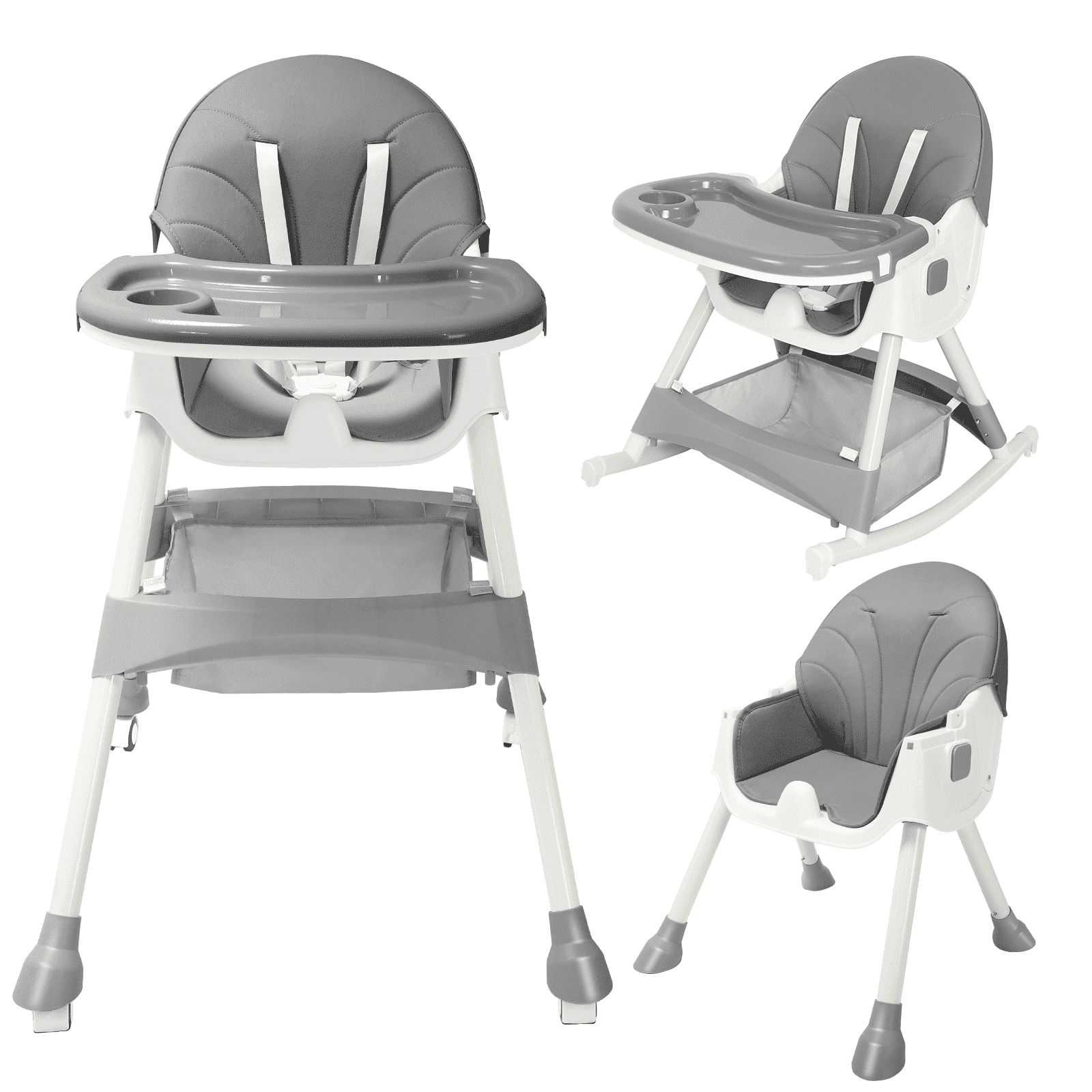AILEEKISS Portable Folding High Chair for Baby Toddler Eating Chair with Detachable Double Trays Grey Walmart